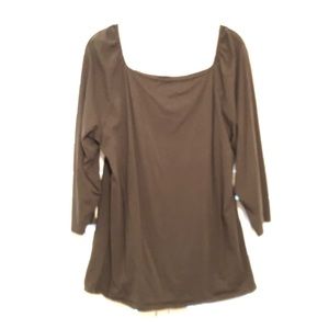 LOFTPlus brown square neck 3/4 sleeve blouse 16/18